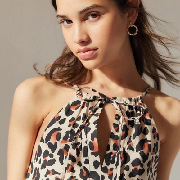 Urban Outfitters Kendal Leopard Print Tiered Romper Size M EUC - Picture 3 of 12